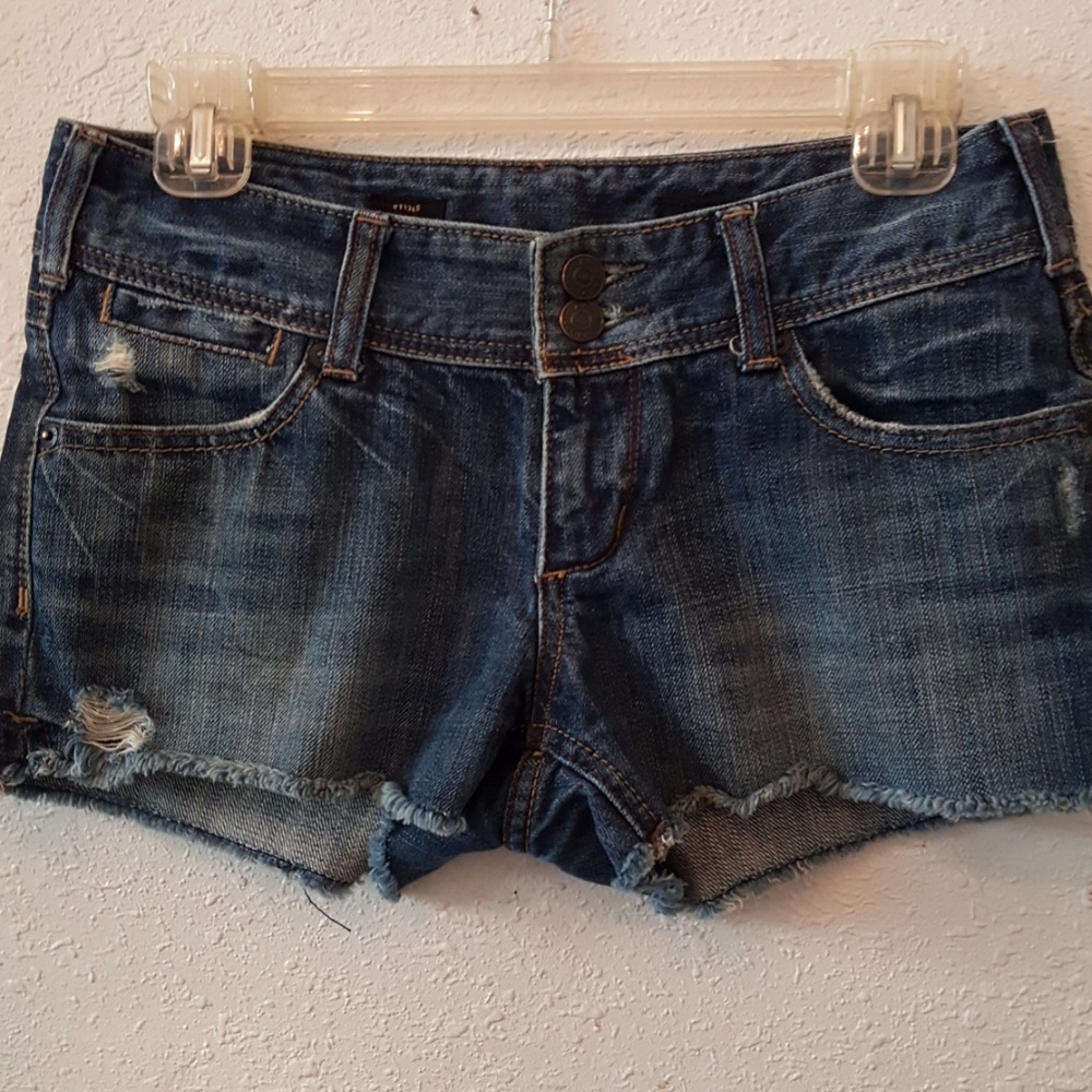 X2 W10 Stella distressed jean shorts